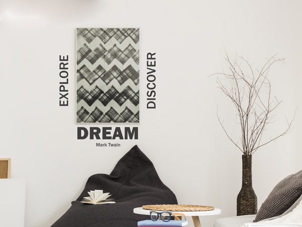 Wandtattoo Explore Dream Discover mit Design Bilderrahmen