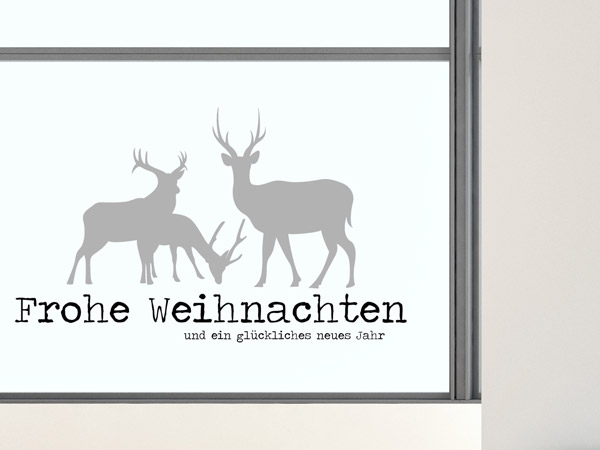 Wandtattoo Frohe Weihnachten Hirsche Fensterbild