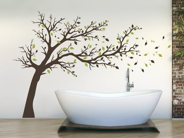 Wandtattoo Großer Baum über der Badewanne