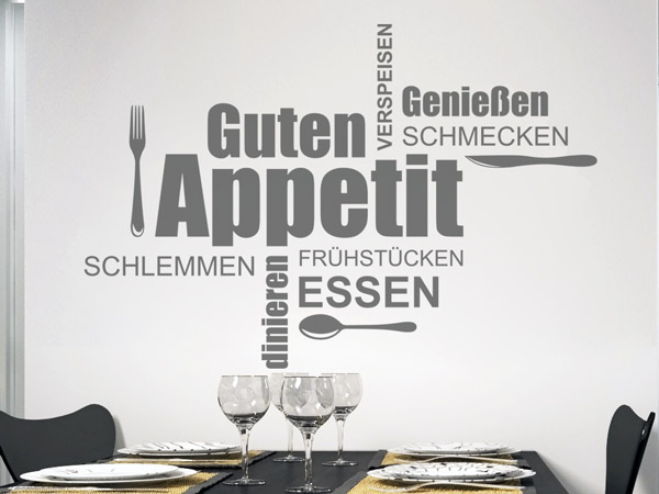 Wandtattoo guten Appetit im Esszimmer