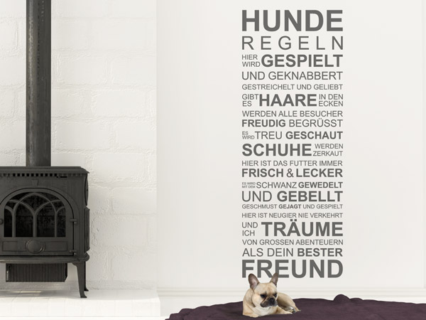 Wandtattoo Hunderegeln Spruchbanner