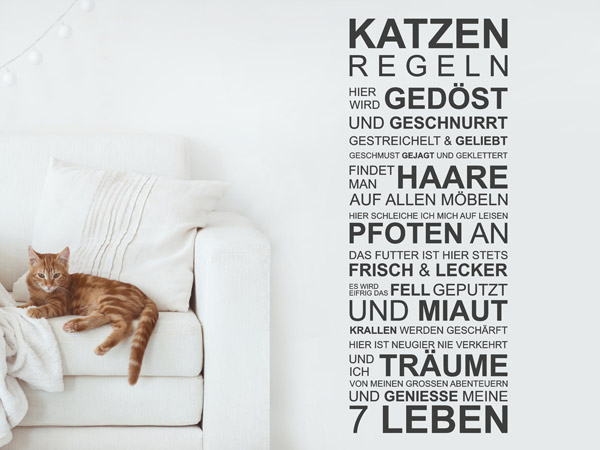 Katzenregeln Wandtattoo