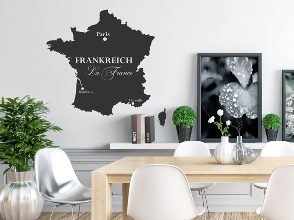 Wandtattoo Landkarte Frankreich