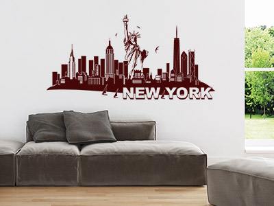 Buntes Wandtattoo New York in Luxus Wohnung