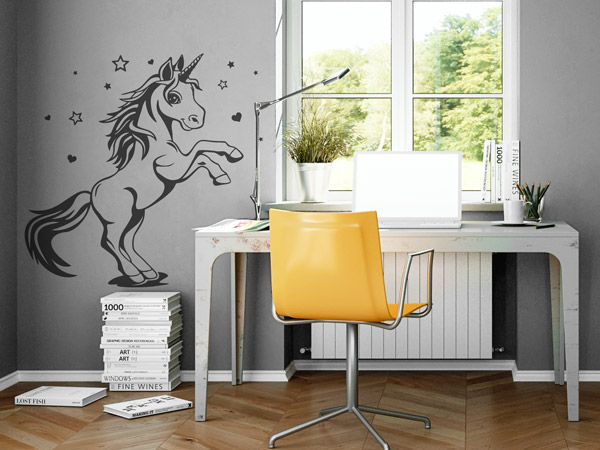 Wandtattoo Märchenhaftes Einhorn im Büro