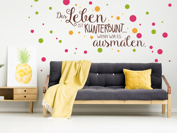 Wandtattoo Punkte Konfetti Wand mit Spruch