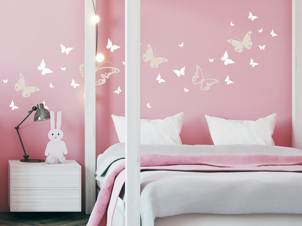 Wandtattoo Schmetterlinge Kinderzimmer in weißer Farbe