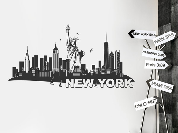 Wandtattoo Skyline New York als Dekoration im Reisebüro