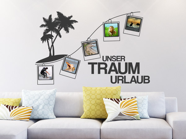 Wandtattoo Fotorahmen Traumurlaub im Reisebüro