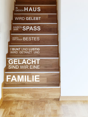 Wandtattoo im treppenhaus auf treppe, wand & co.