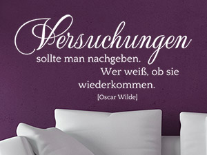 Zitat Oscar Wilde über Versuchungen als Wandtattoo