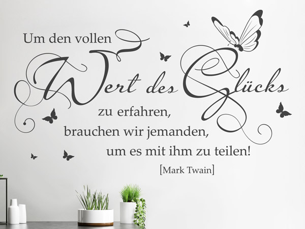  Wandtattoo Wert des Glücks als Spruch zur Hochzeit