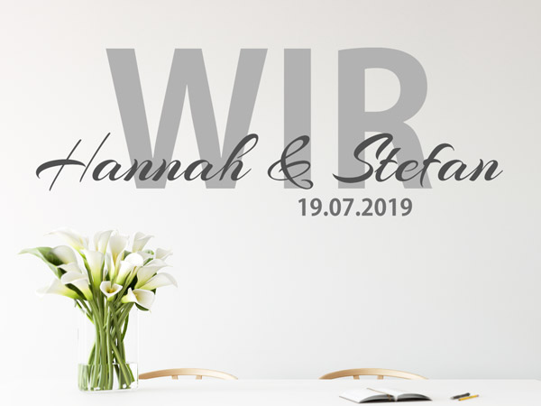  Wandtattoo Wir Schriftzug mit Namen als Hochzeitsdeko