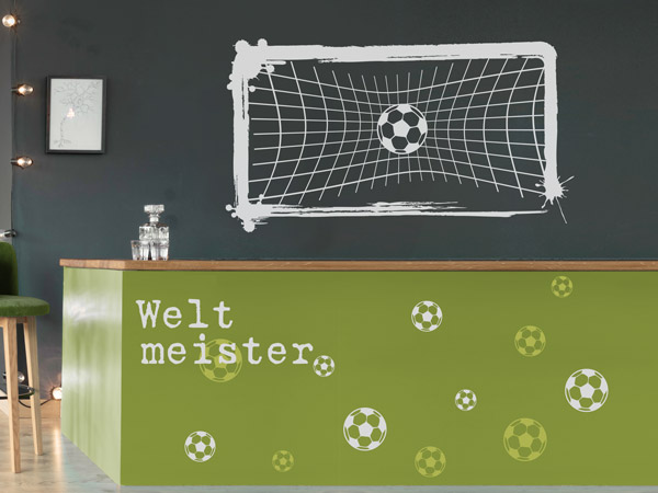 Wandtattoo Fußballtor mit Wunschtext