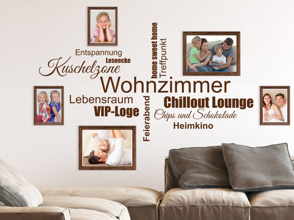 Wandtattoo Wohnzimmer mit Bilderrahmen