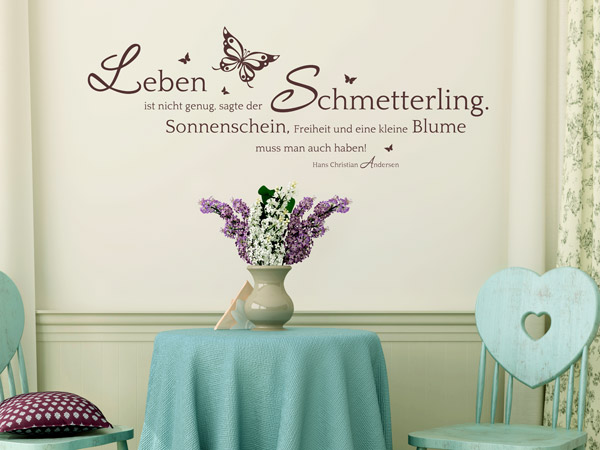 Wandtattoo Zitat über Schmetterling und Blume