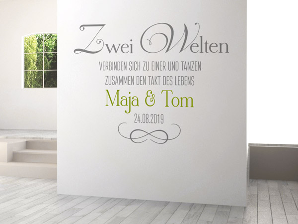  Wandtattoo Zwei Welten Tanzen als Spruch zur Hochzeit