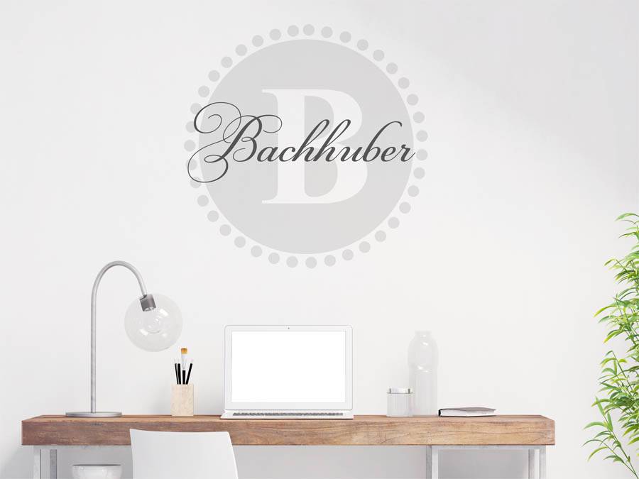 Bachhuber Familienname als rundes Monogramm