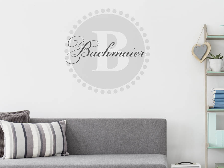 Bachmaier Familienname als rundes Monogramm