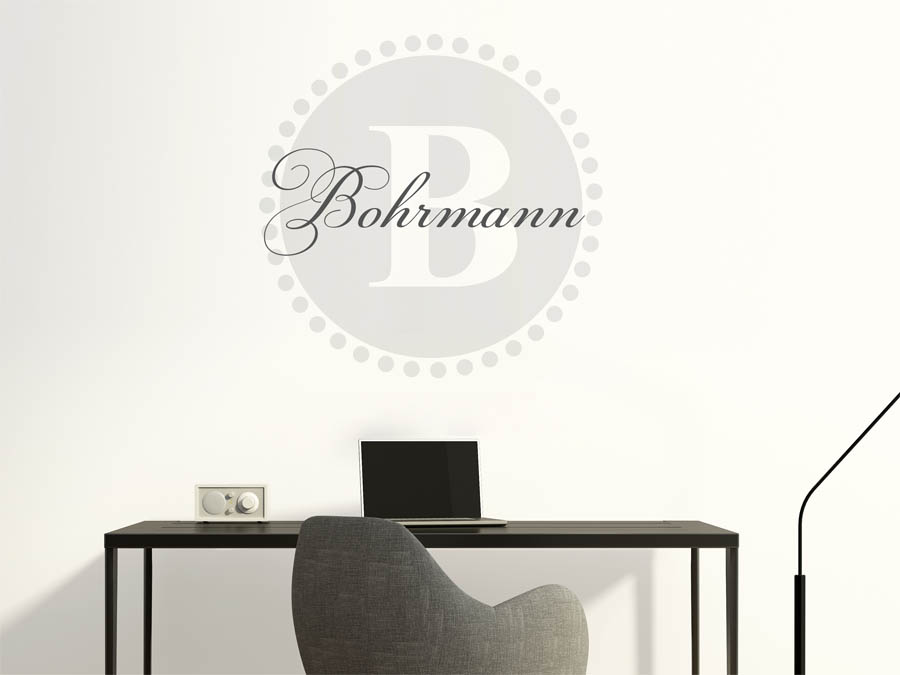 Bohrmann Familienname als rundes Monogramm