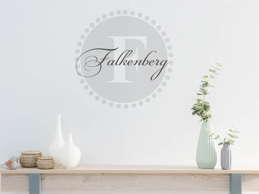 Falkenberg Familienname als rundes Monogramm