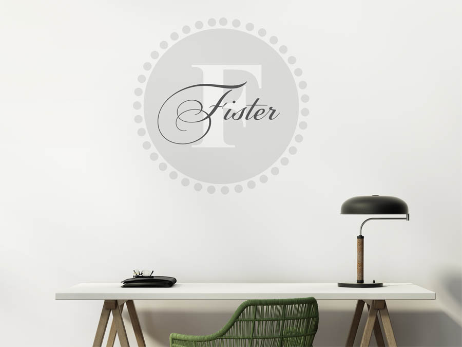 Fister Familienname als rundes Monogramm