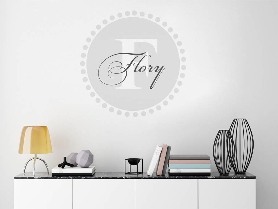 Flory Familienname als rundes Monogramm