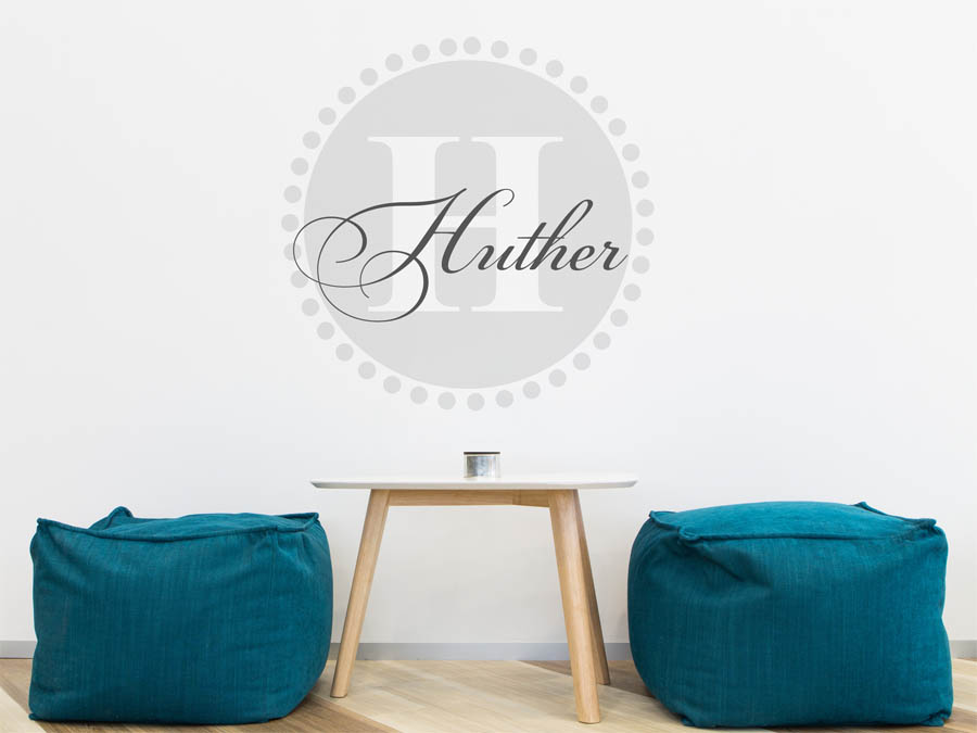 Huther Familienname als rundes Monogramm