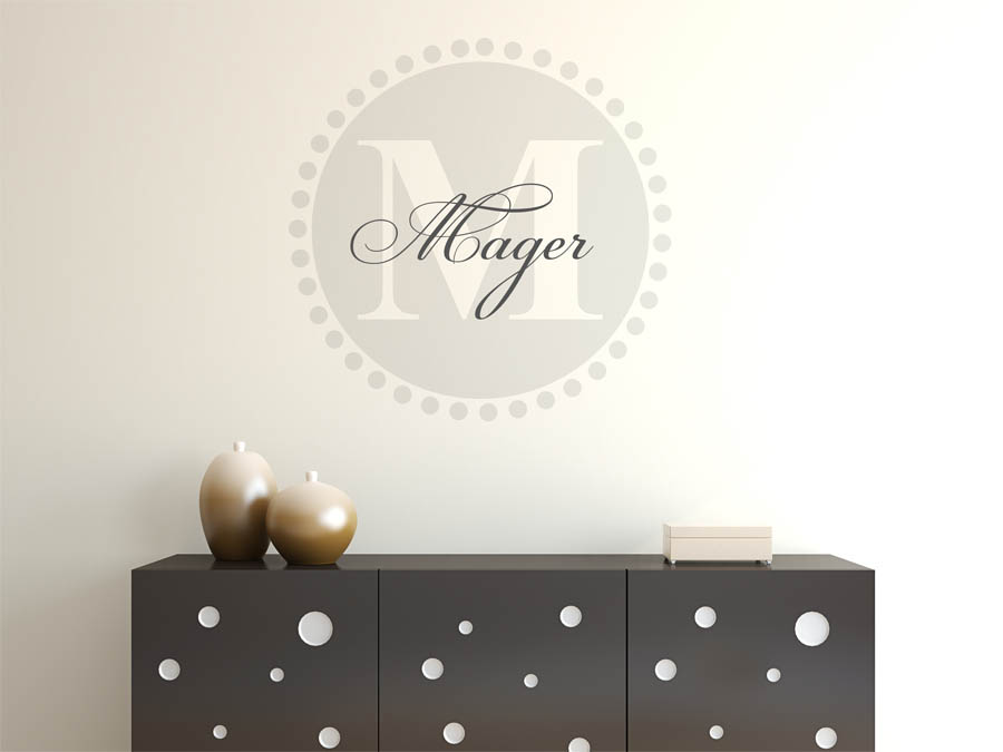 Mager Familienname als rundes Monogramm