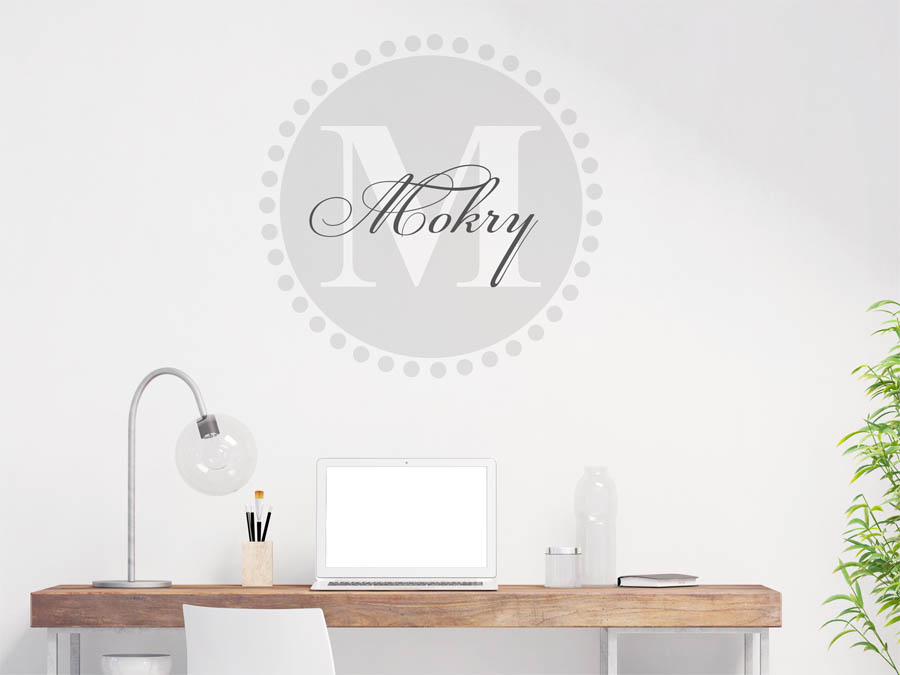 Mokry Familienname als rundes Monogramm