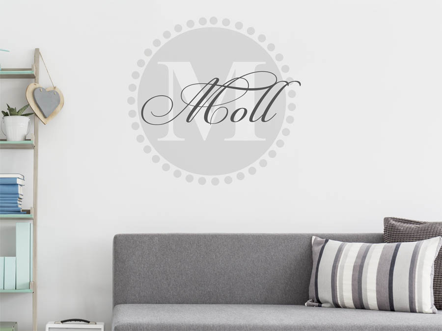 Moll Familienname als rundes Monogramm