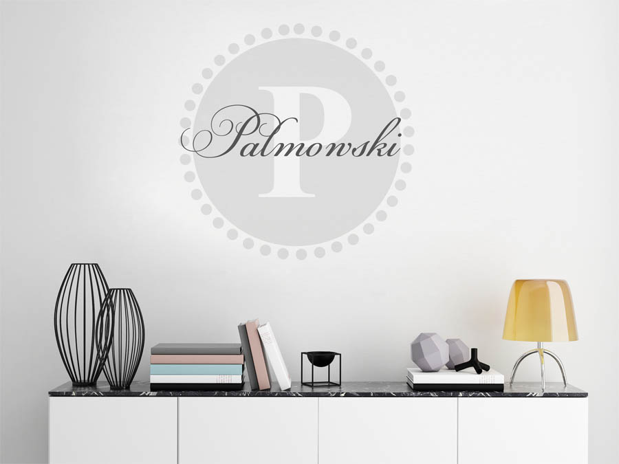 Palmowski Familienname als rundes Monogramm