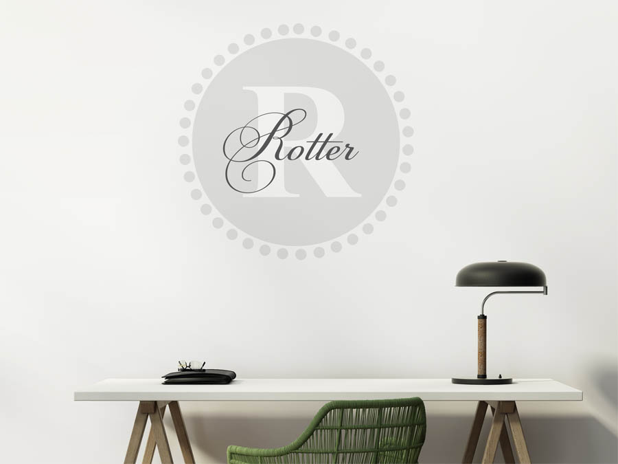 Rotter Familienname als rundes Monogramm