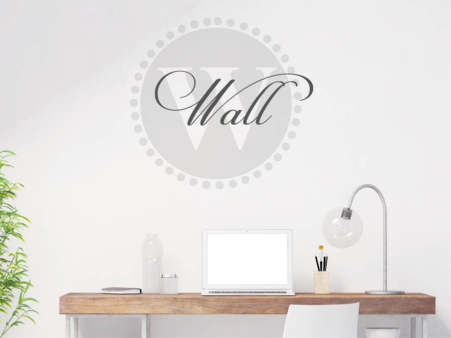 Wall Familienname als rundes Monogramm