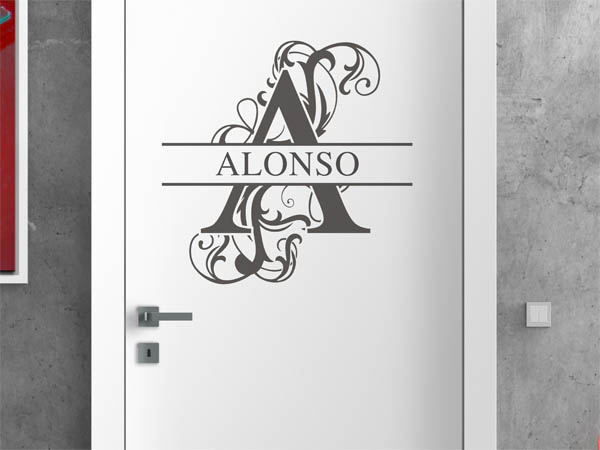 Wandtattoo verschnörkeltes A mit Alonso