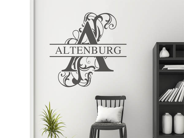 Wandtattoo verschnörkeltes A mit Altenburg
