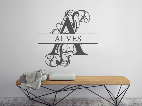 Wandtattoo verschnörkeltes A mit Alves