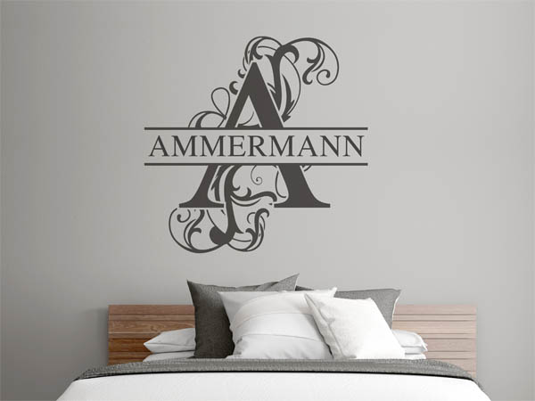 Wandtattoo verschnörkeltes A mit Ammermann