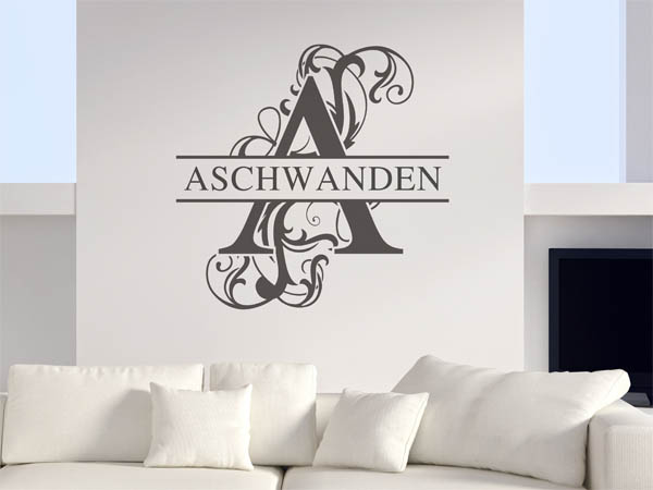 Wandtattoo verschnörkeltes A mit Aschwanden