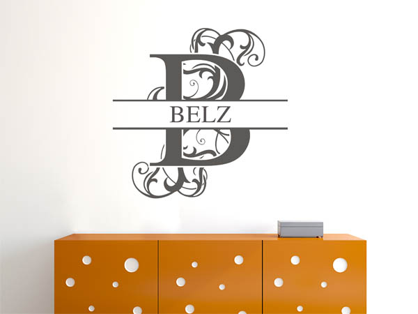 Wandtattoo verschnörkeltes B mit Belz