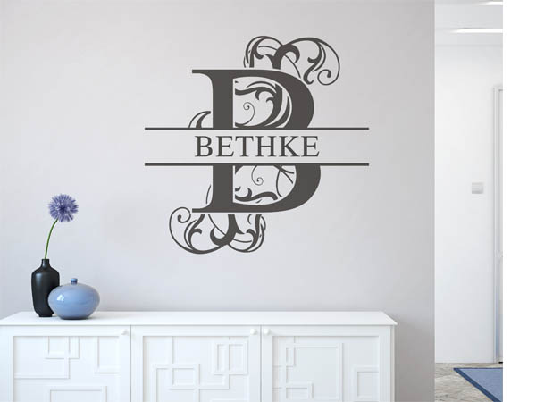 Wandtattoo verschnörkeltes B mit Bethke