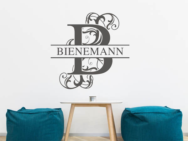 Wandtattoo verschnörkeltes B mit Bienemann