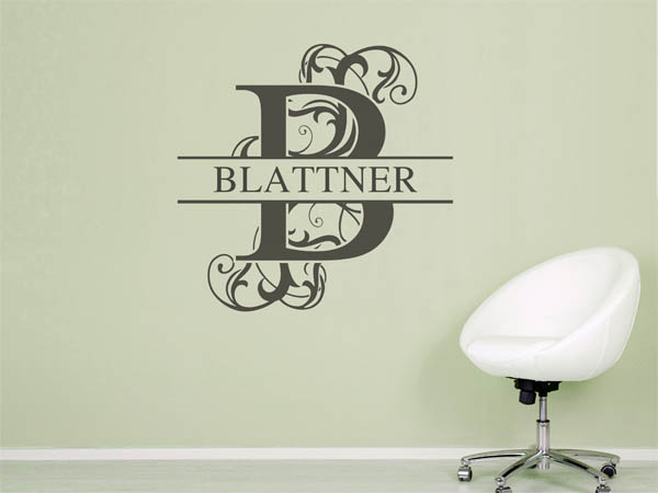 Wandtattoo verschnörkeltes B mit Blattner