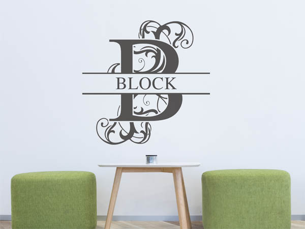 Wandtattoo verschnörkeltes B mit Block
