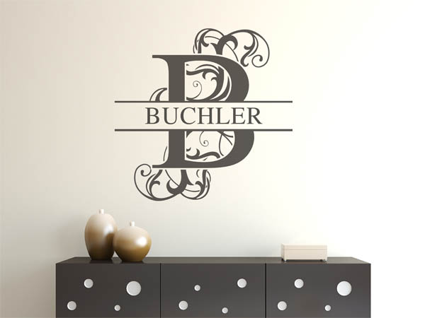 Wandtattoo verschnörkeltes B mit Buchler