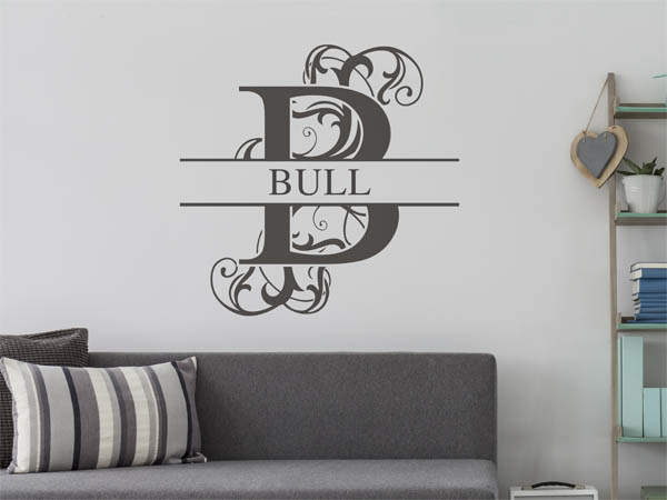 Wandtattoo verschnörkeltes B mit Bull