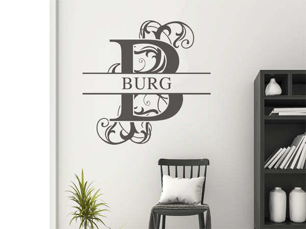 Wandtattoo verschnörkeltes B mit Burg