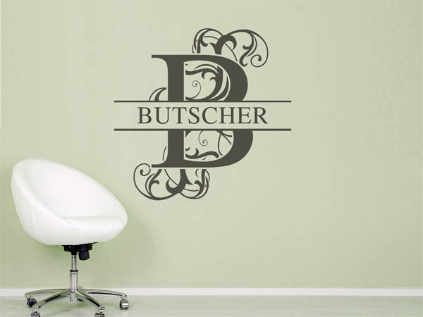 Wandtattoo verschnörkeltes B mit Butscher