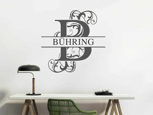 Wandtattoo verschnörkeltes B mit Bühring