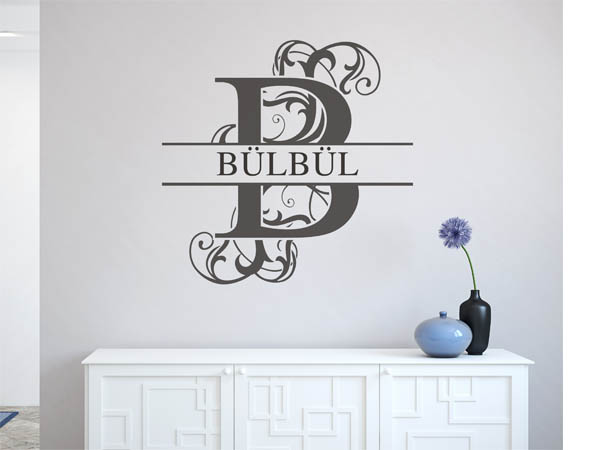 Wandtattoo verschnörkeltes B mit Bülbül